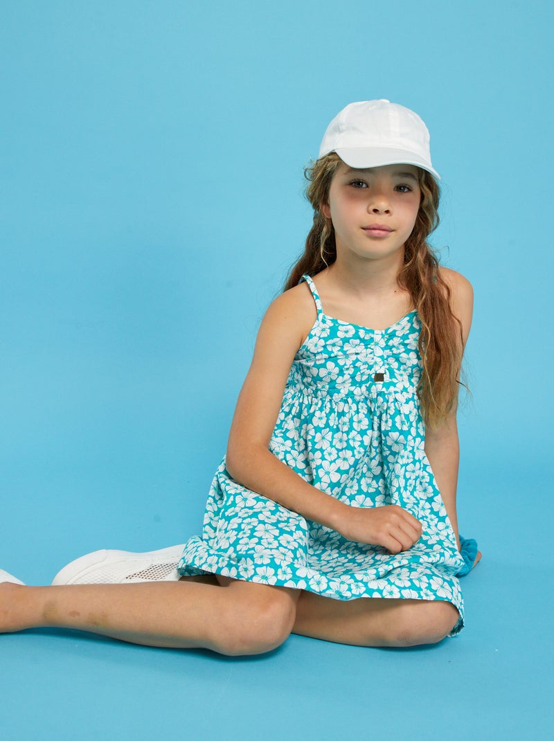 Robe en popeline à imprimé Vert fleurs - Kiabi