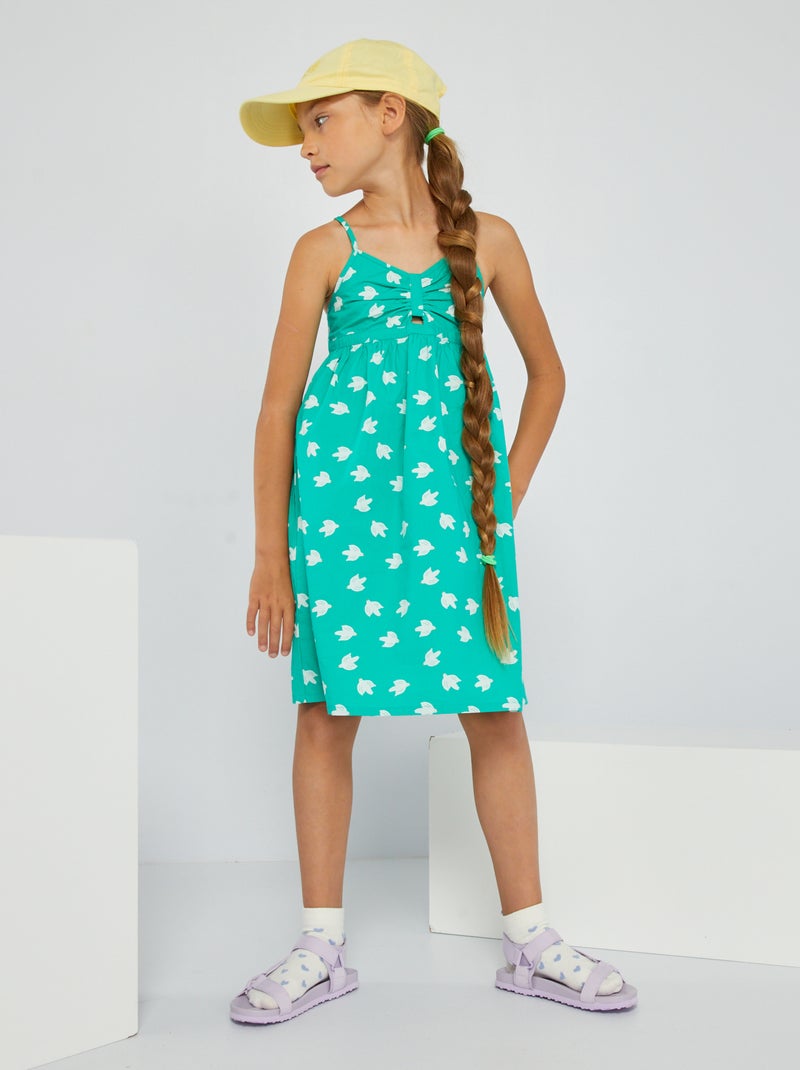 Robe en popeline à imprimé Vert oiseau - Kiabi
