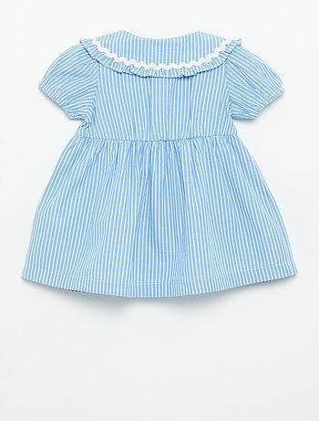 Robe en popeline à manches courtes avec col claudine