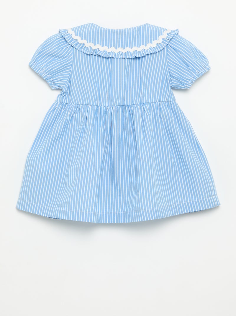 Robe en popeline à manches courtes avec col claudine Bleu - Kiabi