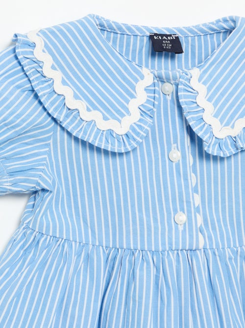 Robe en popeline à manches courtes avec col claudine - Kiabi