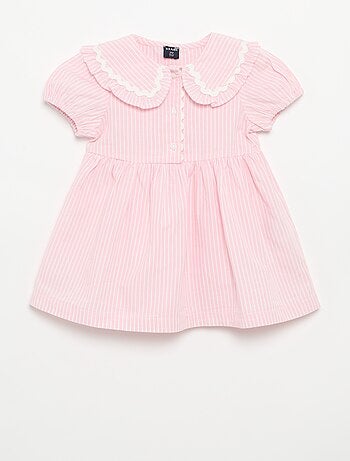 Robe en popeline à manches courtes avec col claudine