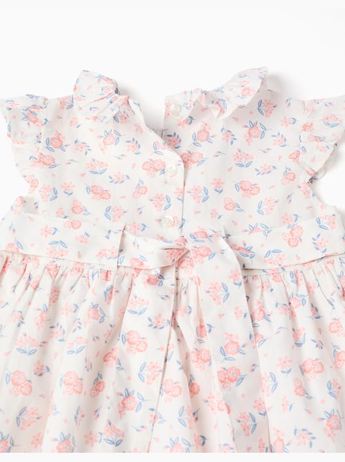Robe en popeline à motif floral et volants - Kiabi