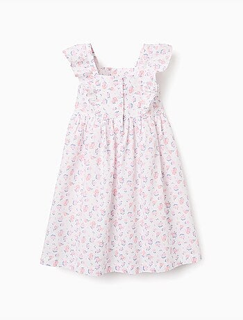 Robe en popeline à motif floral et volants