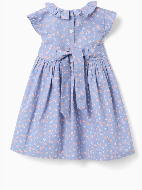Robe en popeline à motif floral et volants - Kiabi