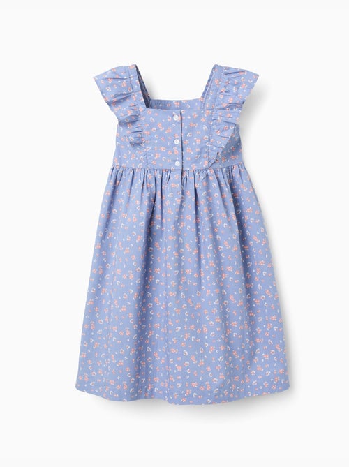 Robe en popeline à motif floral et volants - Kiabi