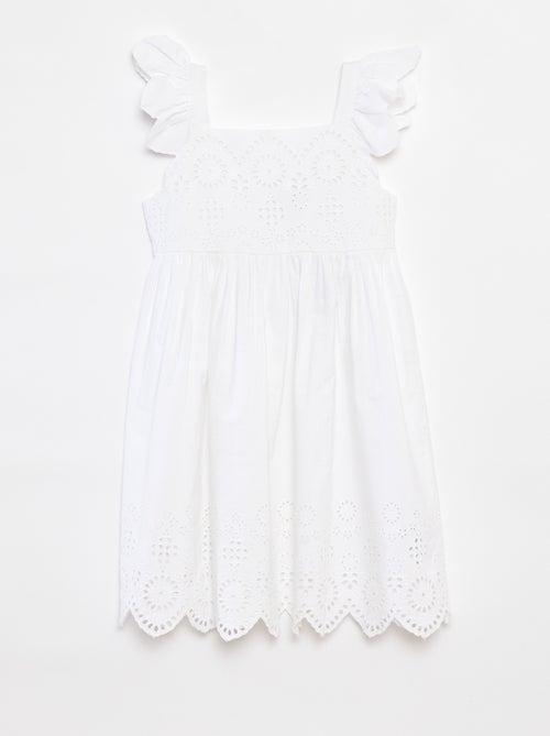Robe en popeline avec broderie anglaise - Kiabi