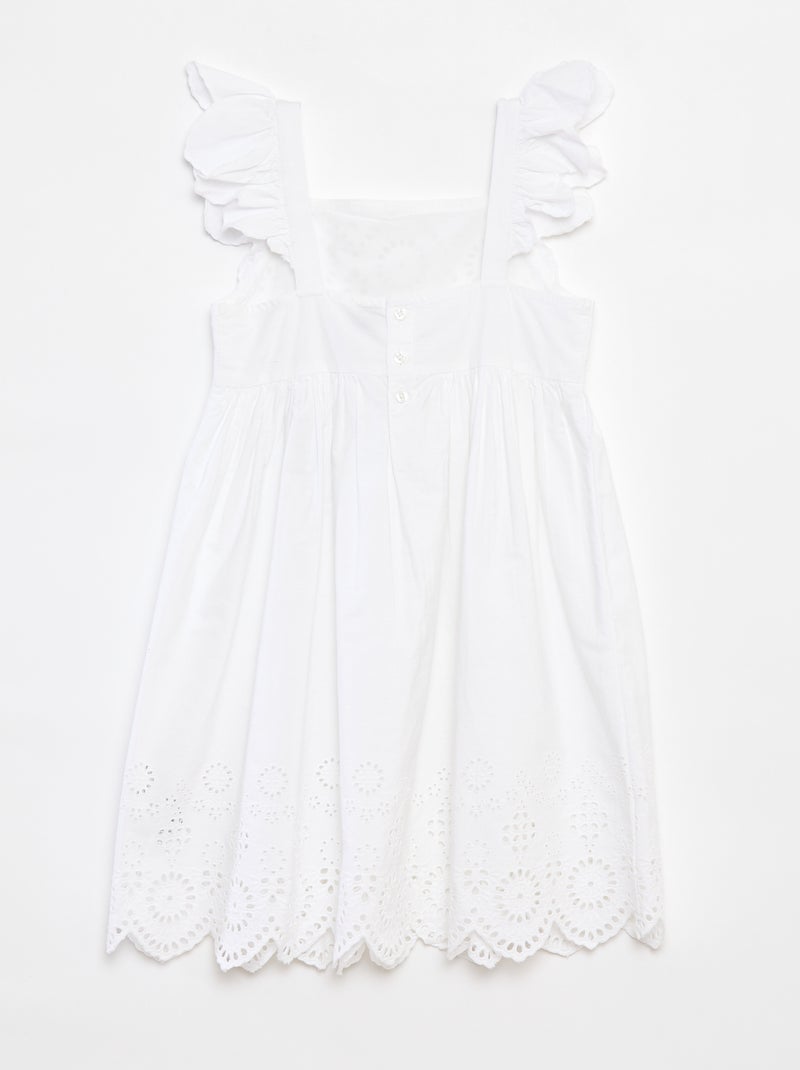 Robe en popeline avec broderie anglaise Blanc - Kiabi