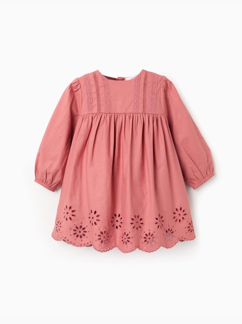 Robe en popeline avec broderie anglaise - Kiabi
