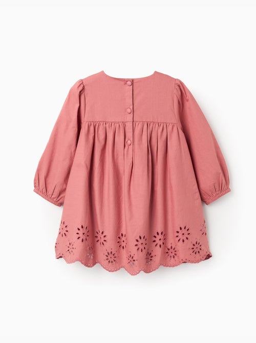 Robe en popeline avec broderie anglaise - Kiabi