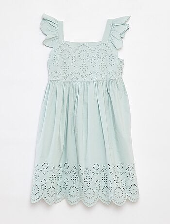 Robe en popeline avec broderie anglaise