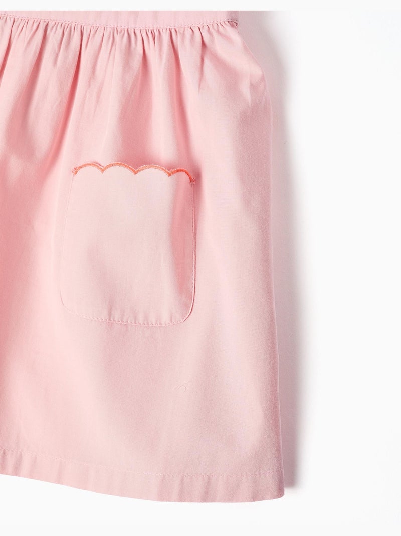 Robe en popeline avec col et manches à volants Rose clair - Kiabi