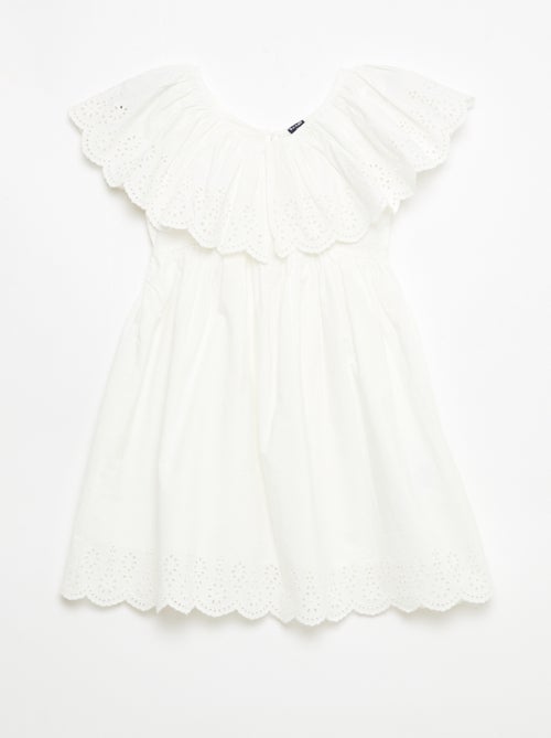 Robe en popeline avec détails broderie anglaise - Kiabi