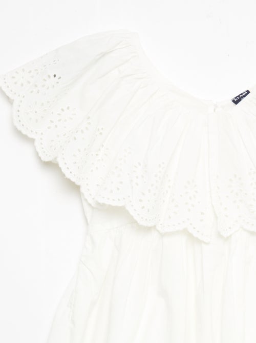 Robe en popeline avec détails broderie anglaise - Kiabi