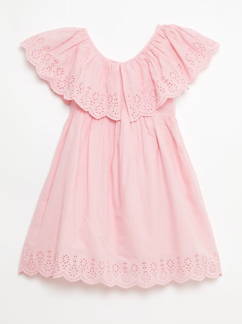 Robe en popeline avec détails broderie anglaise - Kiabi