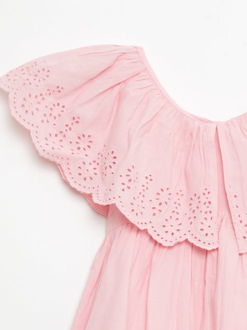 Robe en popeline avec détails broderie anglaise - Kiabi