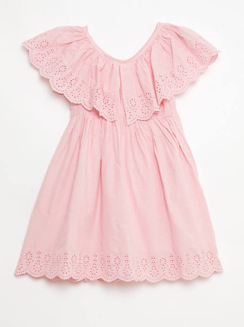 Robe en popeline avec détails broderie anglaise - Kiabi