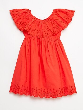 Robe en popeline avec détails broderie anglaise