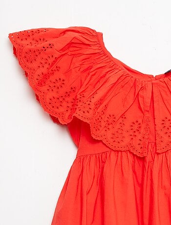 Robe en popeline avec détails broderie anglaise