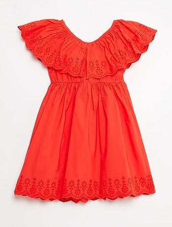Robe en popeline avec détails broderie anglaise