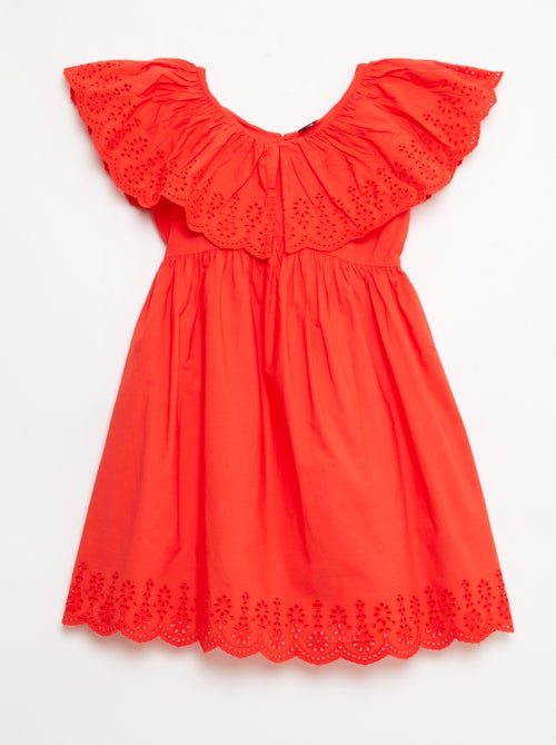 Robe en popeline avec détails broderie anglaise - Kiabi
