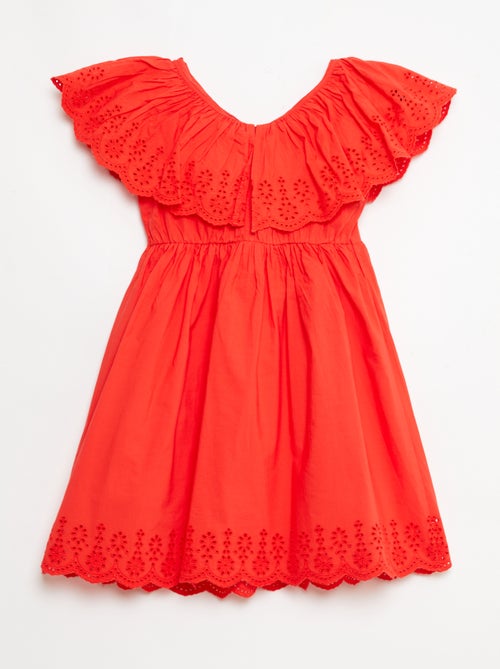 Robe en popeline avec détails broderie anglaise - Kiabi