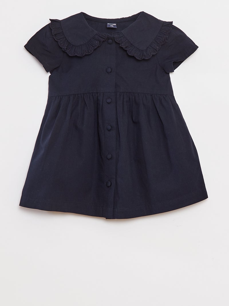 Robe en popeline avec ouverture boutonnée Bleu - Kiabi