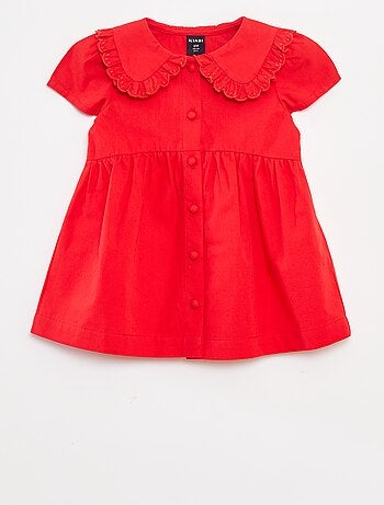 Robe en popeline avec ouverture boutonnée