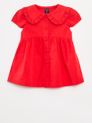 Robe en popeline avec ouverture boutonnée