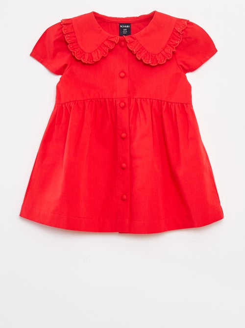 Robe en popeline avec ouverture boutonnée - Kiabi