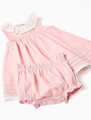 Robe en popeline + bloomer à volants