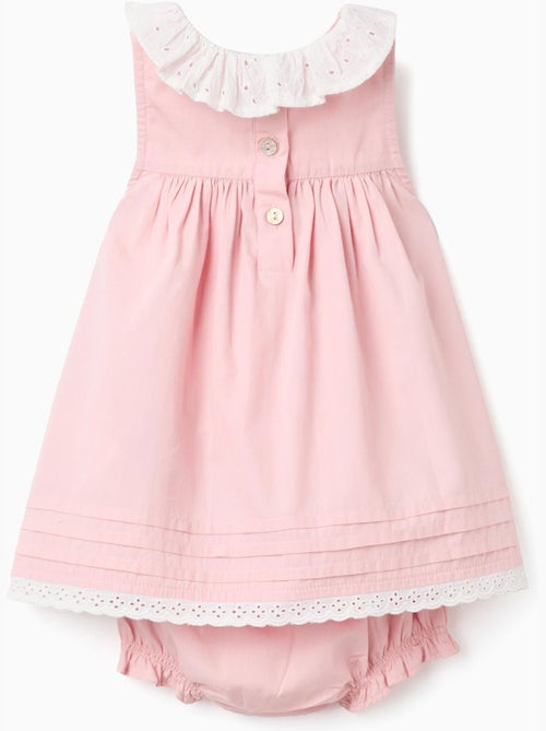 Robe en popeline + bloomer à volants - Kiabi