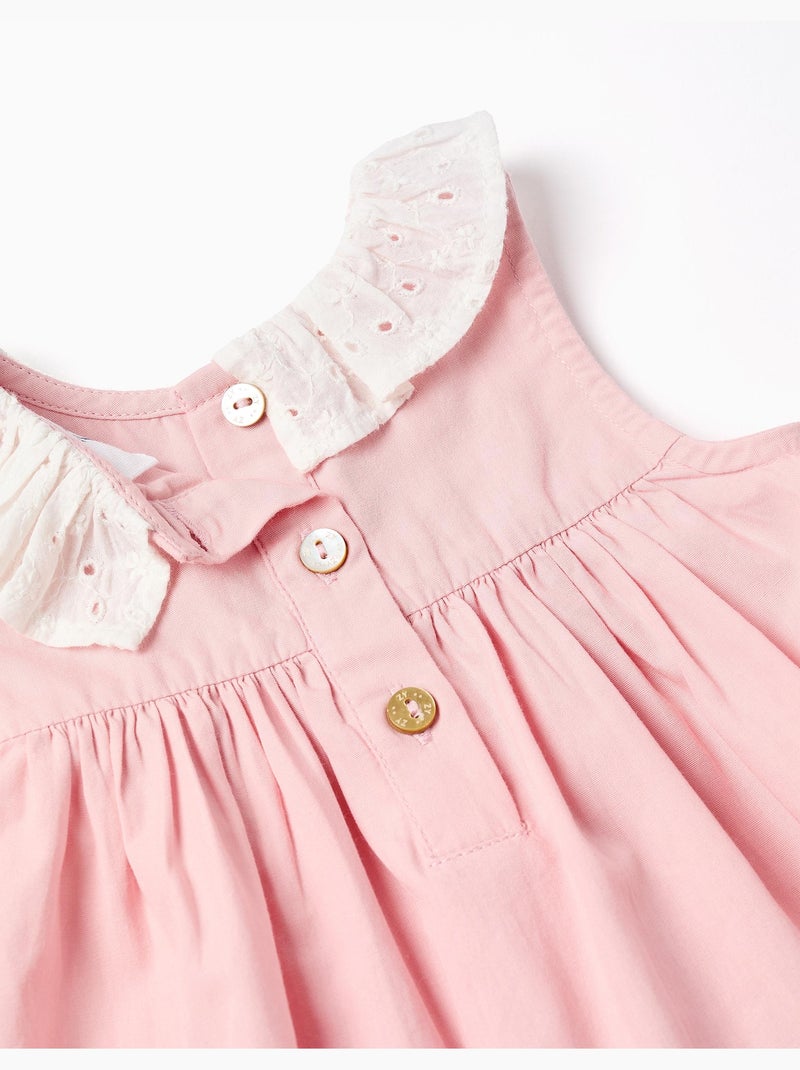 Robe en popeline + bloomer à volants Rose clair - Kiabi