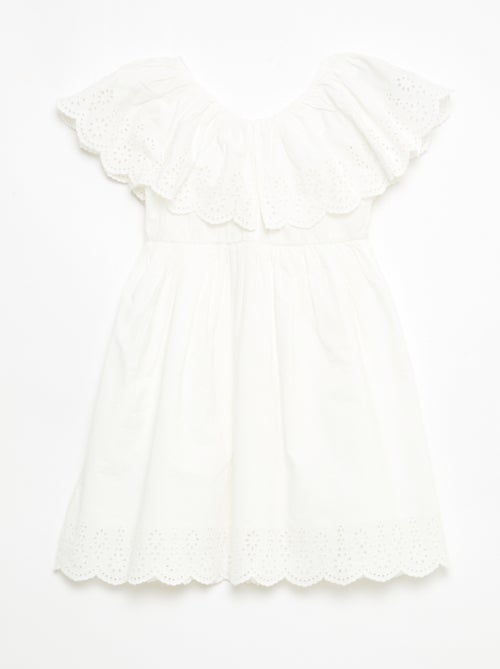 Robe en propoline avec détails broderie anglaise - Kiabi
