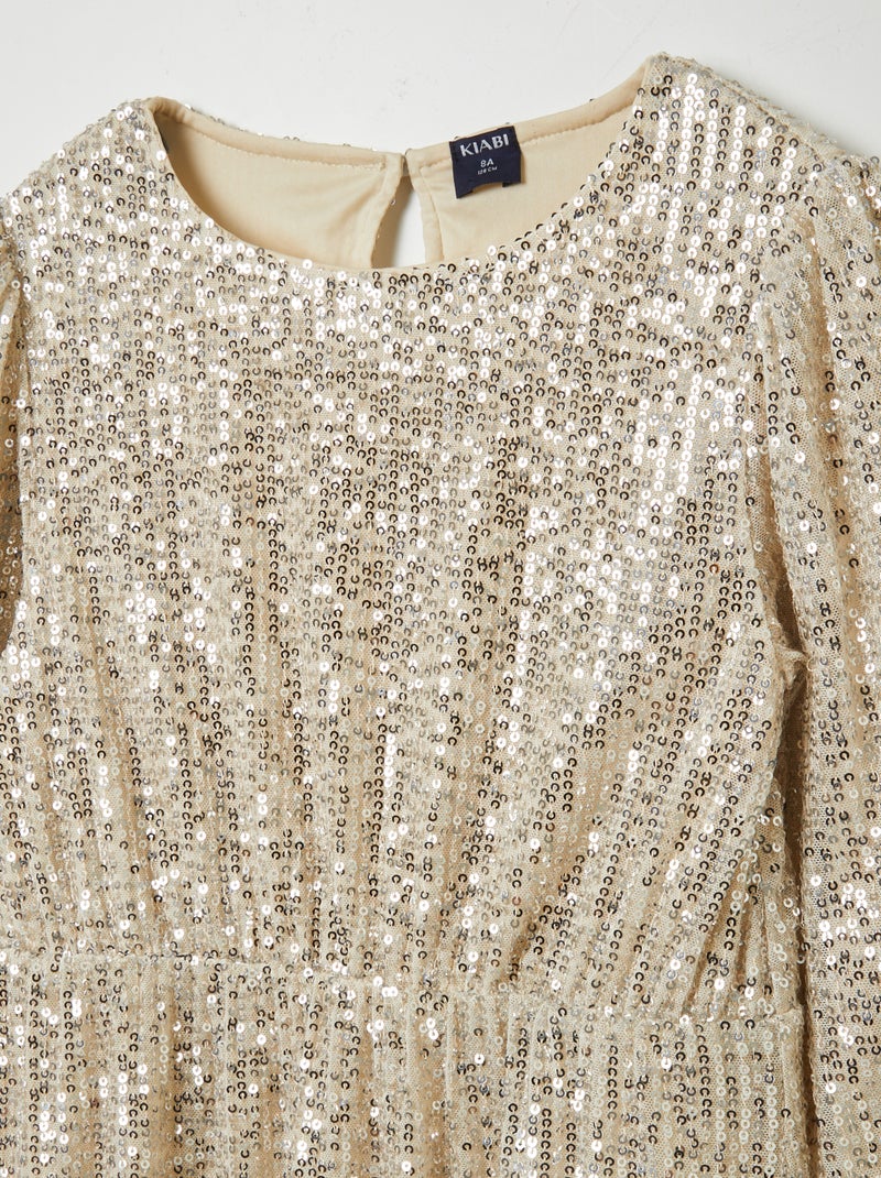 Robe en sequins + chouchou assorti Champagne - Kiabi