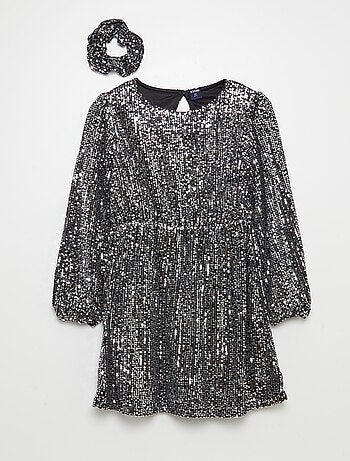 Robe en sequins + chouchou assorti