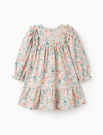 Robe en Sergé à Fleurs Colorées