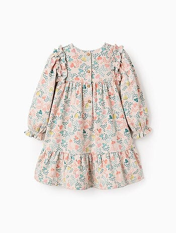 Robe en Sergé à Fleurs Colorées