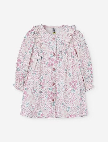 Robe en sergé à imprimé fleuri et volants