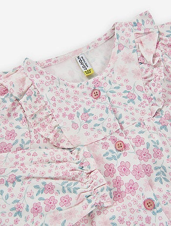Robe en sergé à imprimé fleuri et volants