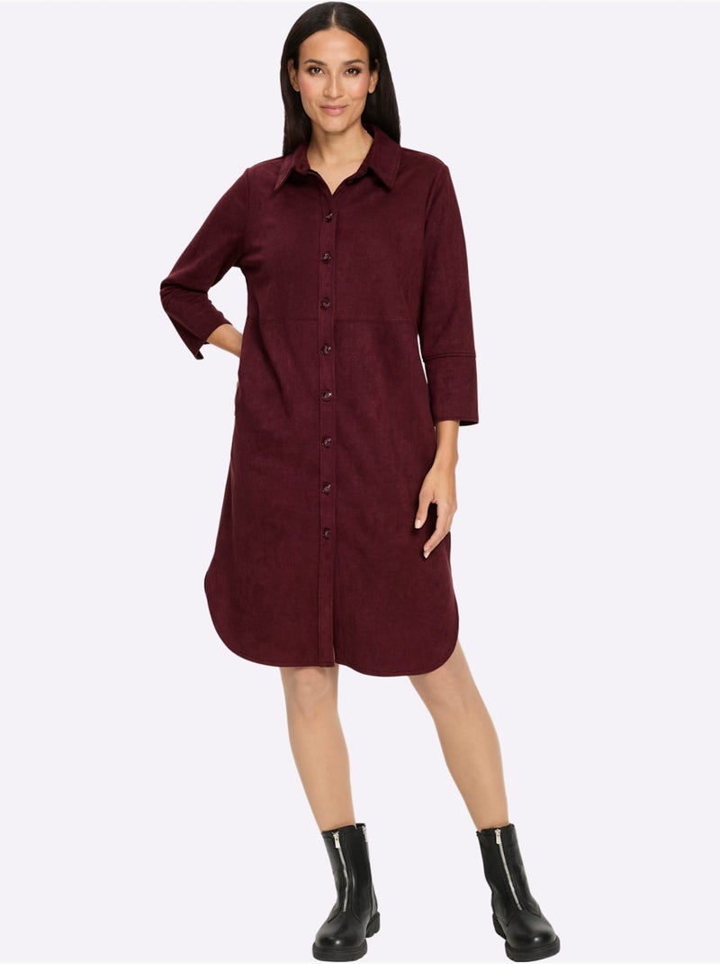Robe En Synthétique Toucher Velouté - Taille Standard - Helline Noir Bordeaux - Kiabi