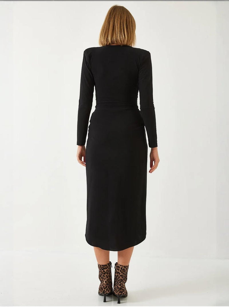 Robe en tissu bonbon froncé à col en v bianco lucci Noir - Kiabi