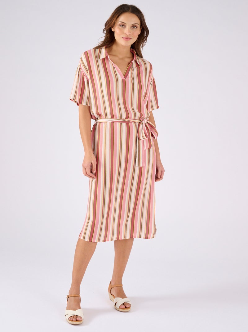 Robe en tissu créponné pure viscose - Damart Rose - Kiabi