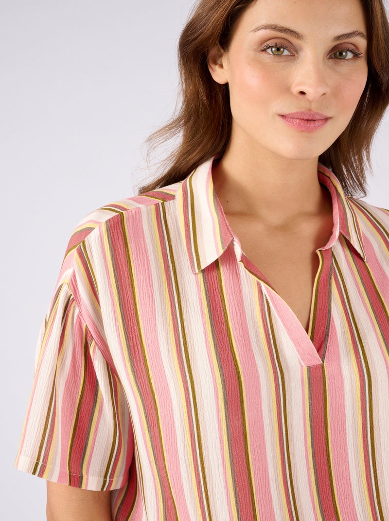 Robe en tissu créponné pure viscose - Damart Rose - Kiabi