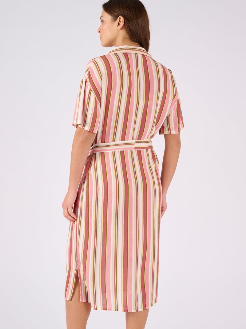 Robe en tissu créponné pure viscose - Damart Rose - Kiabi