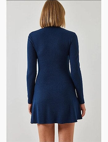 Robe en tissu ottoman côtelé à fermeture éclair lucci