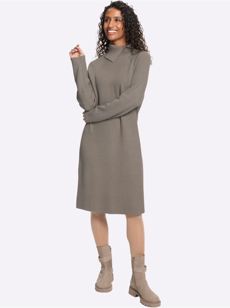 Robe en tricot 50% viscose - taille standard - helline Gris taupe - Kiabi
