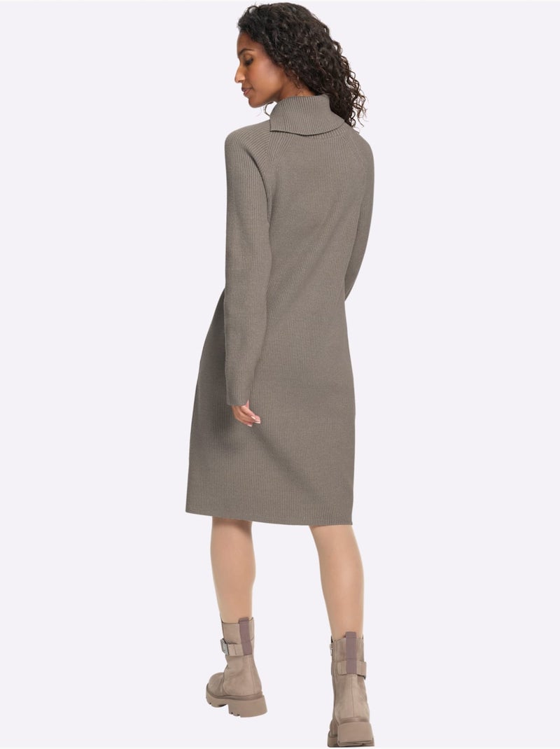 Robe en tricot 50% viscose - taille standard - helline Gris taupe - Kiabi