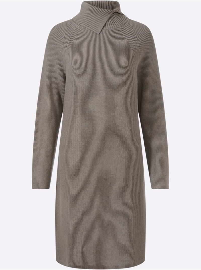 Robe en tricot 50% viscose - taille standard - helline Gris taupe - Kiabi