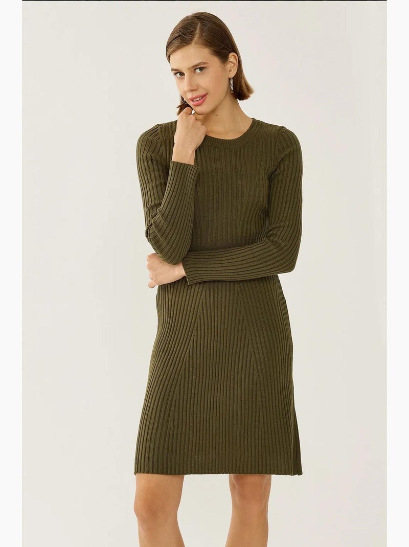 Robe en tricot à col rond hiccup Kaki - Kiabi